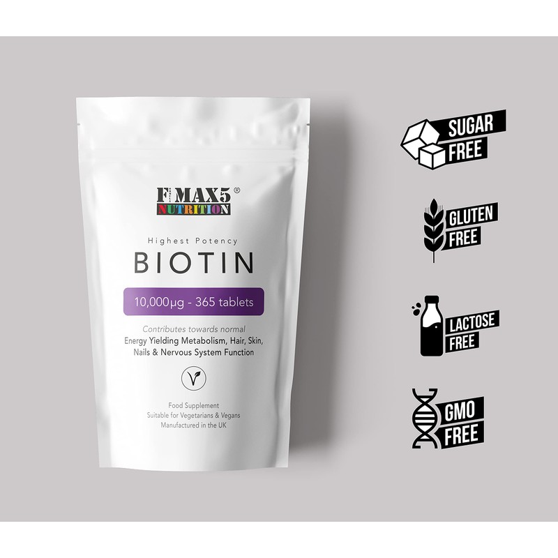 Biotin Hair Growth Supplement, 30-365 Tablets (1 Month to Full