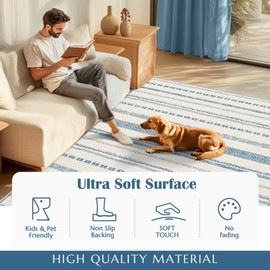 jinchan Moroccan Boho Runner Rug 2x5 - Machine Washable Non-Slip Low-Pile Soft Bohemian Runner Rug for Entryway Hallway Kitchen Bedroom Laundry Room (2‘x5',Blue)