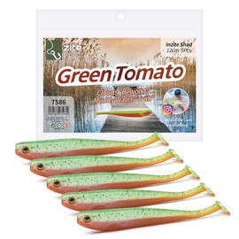 Zite Fishing Rubber Fish Zander Set - InZite Shad 12 cm Various Colours - 5 Pieces Catchy Rubber Bait Zander Fishing - Soft Bait Fishing Lure UV-Active (Green Tomato)