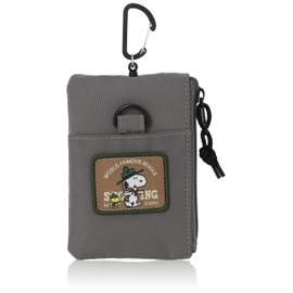 Snoopy yaksn-048 Pass Case, Commuter Pass/Pouch, Small Item, Vertical, Multi-functional, Reel, Carabiner, Eco-Friendly, R-PET Fabric, For School or Work, Women's, Men's, High School, Middle School,
