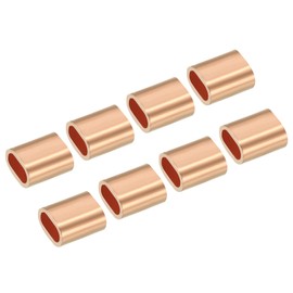 PATIKIL 20pcs Copper 2mm Wire Rope Crimp Loop Sleeves for Single Oval Hole Cable Crimp Wire Rope Cable Ferrule Go