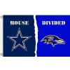 CUSTOM FLAGS Dallas Cowboys vs Baltimore Ravens House Divided Flag 3x5 FT Football Flag