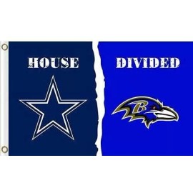 CUSTOM FLAGS Dallas Cowboys vs Baltimore Ravens House Divided Flag 3x5 FT Football Flag