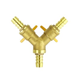 Topteng 3/8" Hose Barb Ball Valve Y Shaped 3 Way Connector Barb Brass Fitting OD 11mm Shut Off Ball Valve Fitting