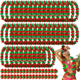Riceshoot 144 Christmas Leis Necklace and Bracelets Set Hawaiian Leis for Luau Party Summer Beach Birthday Party Decorations and Party Supplies for Women Men