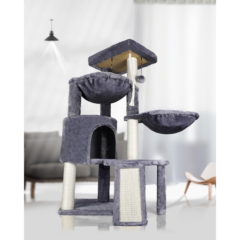 Smouatou Target 37.4 Grey Cat Tree Condo With Hammocks Scratching