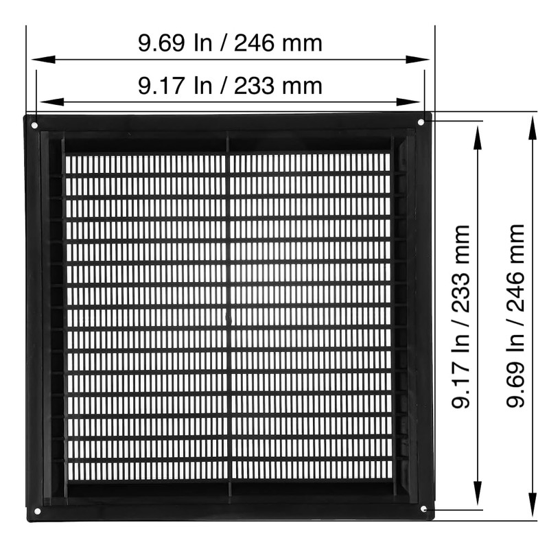 10" x 10" Inch Black Plastic Ventilation Grille with Insect
