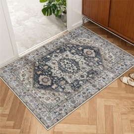 Collive Indoor Door Mat Retro Floor Mat, Non Slip Washable Doormat Large Size Quickly Absorb Welcome Mats Low-Pile Front Door Rug Inside Entryway Carpet for Entrance - 32" x 48" Black/Multi