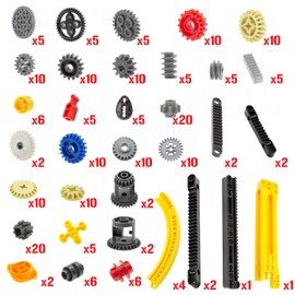 Zylopa 233pcs Technic-Parts-Gear Set Compatible with Technic Liftarm-Pins-Axles-Connectors Moc Building Blocks Set