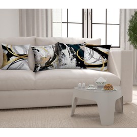 Jvpke Black and Gold Pillow Covers - 18x18 Set of 4,Gold Pillow Covers, Abstract Modern Pillow Covers, Black and Gold Decor Decorative Throw Pillow Covers for Couch Sofa Living Room Bedroom