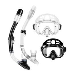 Snorkeling Gear for Adults, Zipoute Snorkel Dry Top Snorkel Set with Panoramic Anti-Leak and Anti-Fog Tempered Glass Lens,Adjustable Snorkeling Set for Scuba Diving Swimming Couple Snorkel Kit 2 Pack