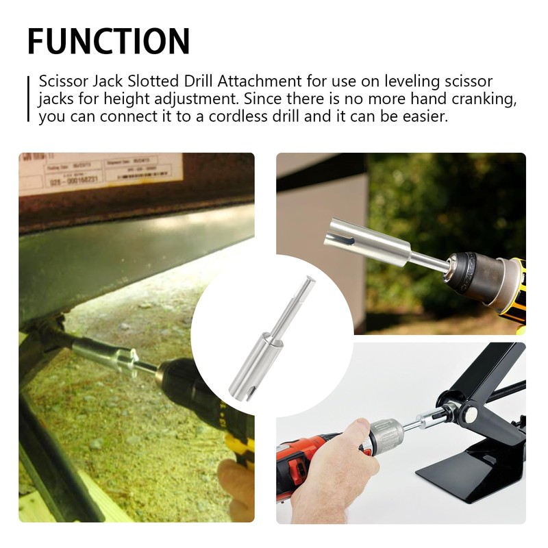 scottchen PRO RV Scissor Jack Slotted Drill Attachment, 5inch Long