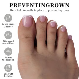 Namrec 120Pcs Toe Nail Tips - French Tip Press on Toenails Short Pink Toe Press on Nails,Glossy Soft Gel Toe Nail Press ons,Square Soak Off Fake Toe Nails for Women and Girls