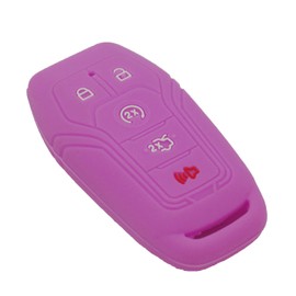 2pcs Soft Silicone Car Key Fob Cover Case Protector Shell for Ford Mustang F-150 Fusion Explorer Edge Lincoln MKZ MKC Keyless Entry Key Fob, Blue&Purple