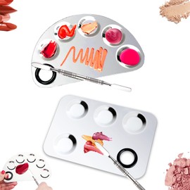 Penubuy Upgrade Mixing Makeup Palette, Heart Stainless Steel Cosmetic Palette with Spatula Tool, Nail-art Mixing Palette for Cosmetic Pigment Blending