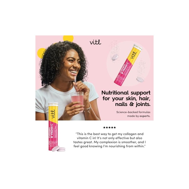 Vitl Collagen & Vitamin C Effervescent Tablets | Nutritional Support