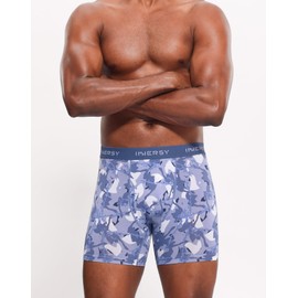 Innersy Men's Soft Boxer Shorts with Fly Breathable Retro Shorts, Pack of 4