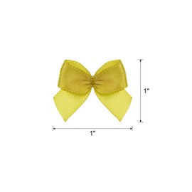 MECCANIXITY 50Pcs Mini Ribbon Bow 1" Mini Fabric Satin Ribbon Flower Bows for Craft DIY Sewing Wedding Birthday Party Gift Wrap Bows Gold