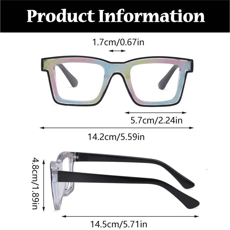 LJCZKA Square Blue Light Filter Glasses Women Men Crystal Bling