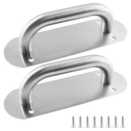 Uenhoy 2 Pcs Push Door Handle Pull Plate 8 Inch, Stainless Steel Barn Door Handle, Commercial Door Handle Plate for Restaurant Shed Fire Door, 200mm x 65mm