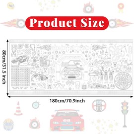 Naozinebi Race Car Giant Coloring Poster Large Racing Theme Drawing Paper Coloring Tablecloth Racing Car Checkered Flag Game Poster Table Cover Kids Art Craft Coloring Mat Home Pirate Party Supplies