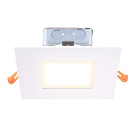 Ultralux 7 inch Modern Ultra-Thin LED Recessed Direct Wire Square Dimmable Downlight with J-Box, 5-Year Warranty, 750 Lumens 3000K, Minimalist White with Mounting Kit and 3-Lever WAGO Connectors