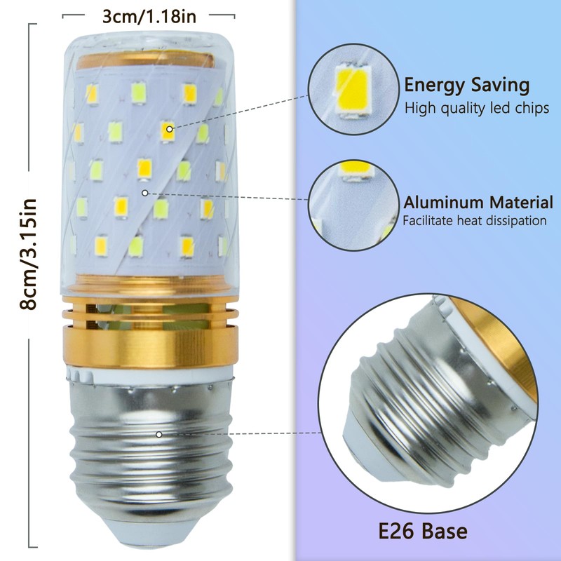 Ppbmocw 2-Pack E26 Three-Color Dimming Bulbs Suitable for Tiffany Table