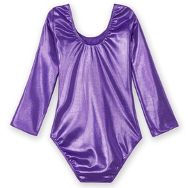 Domusgo Leotard for Girls Gymnastics Size 4t 5t Shiny Purple Long Sleeve Tumbling Dance Ballet Outfits
