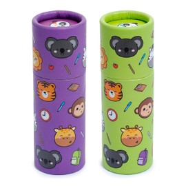 Puckator Adoramals Zoo Pencil Pot with 12 Colouring Pencils - Cute Stationary - Coloured Pencils - School Stationary - Pencil Roll - Colouring Pencil - Color pencils - Coloured Pencils for Adults