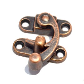 5 PCS Antique Hook Hasp Vintage Swing Lock Clasp Right Latch Closure Red Copper with Screws for Suitcase Briefcase Jewelry Wooden Boxes (Length:1-1/8", Height:1-3/8")