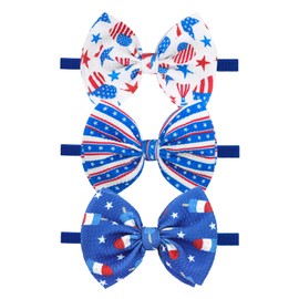 YanJie Velvet Baby Bows Nylon Headbands Handmade Girl Bows Stretchy Baby Headbands Hairbands Hair Bows Accessories for Girls Infants Toddlers Child (royal)
