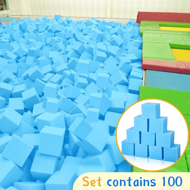 Treela 100 Pieces Foam Pit Blocks, Trampoline Padding for Gymnastics,