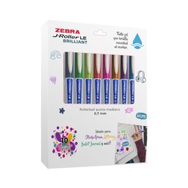 Zebra Bolígrafos De Tinta Gel J-Roller LE Brilliant Estuche 10 Piezas Multicolor.