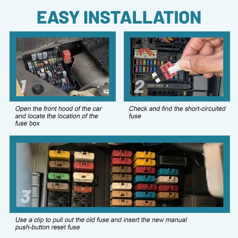 NuIth Manual Reset Mini Fuse Circuit Breakers 10A, E39 Low