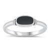 Women's Simple Simulated Black Onyx Unique Ring New .925 Sterling