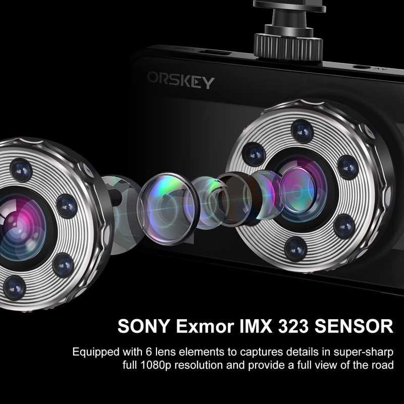 ORSKEY ORSKEY Dash Cam Front and Rear 1080P Full HD