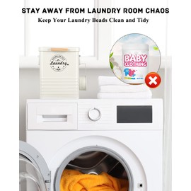 Laundry Detergent Powder Container Dispenser Holder for Laundry Room Organization. Metal Laundry Soap Dispenser with Scoop and Lid. Modern Farmhouse Laundry Room Decor and Accessories (Cream)