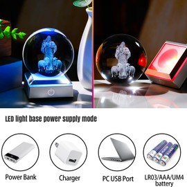 Ornalrist 3.15" Crystal Ball 3D Jesus The Shepherd Figurine with Colorful LED Light Base, Good Shepherd Jesus Christian Religious Gifts for Women Men for Home Decor