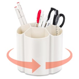 Light Autumn 360° Drehbarer Schreibtisch-Organizer mit 6 Fächern Set, Multifunktionaler Stifte- & Büromaterial-Halter, Platzsparender Utensilienkasten für Büro & Kunst, Modernes - Beige