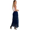 Mississhop Langer Baumwollrock mit Spitze & Gürtel 3094 Dunkelblau
