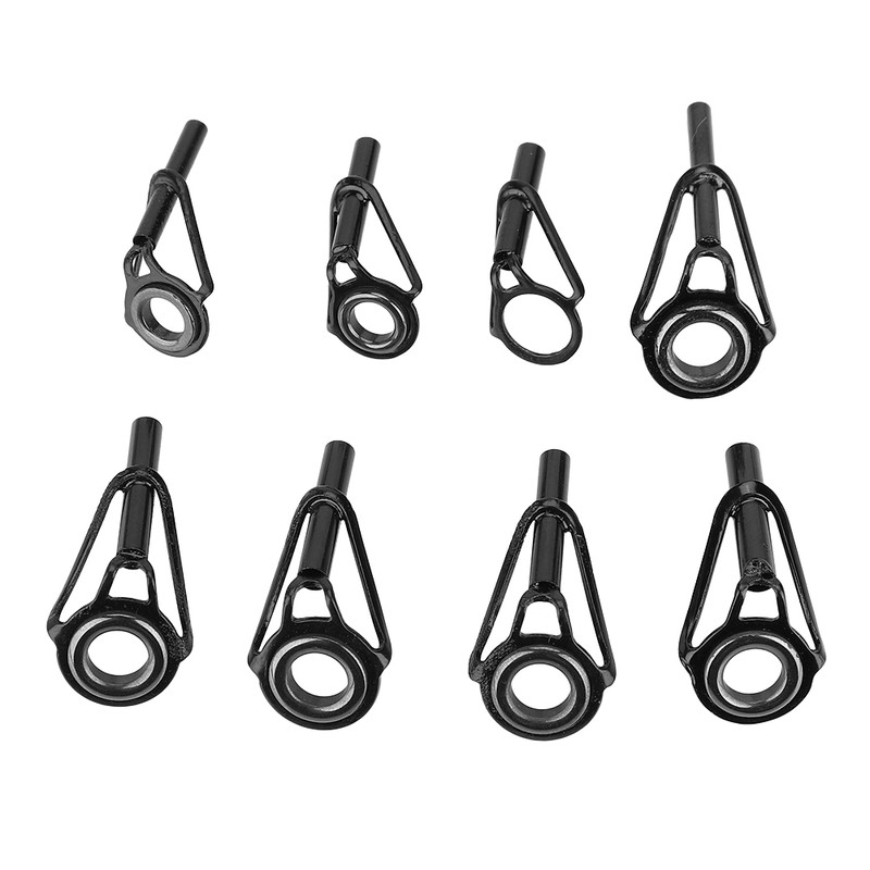 80pcs Stainless Steel 8 Sizes Fishing Rod Guides Tips Eye