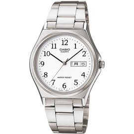 Casio Collection Standard Analog Metal Series Wristwatch, Silver/White (Date/Day), Newest model