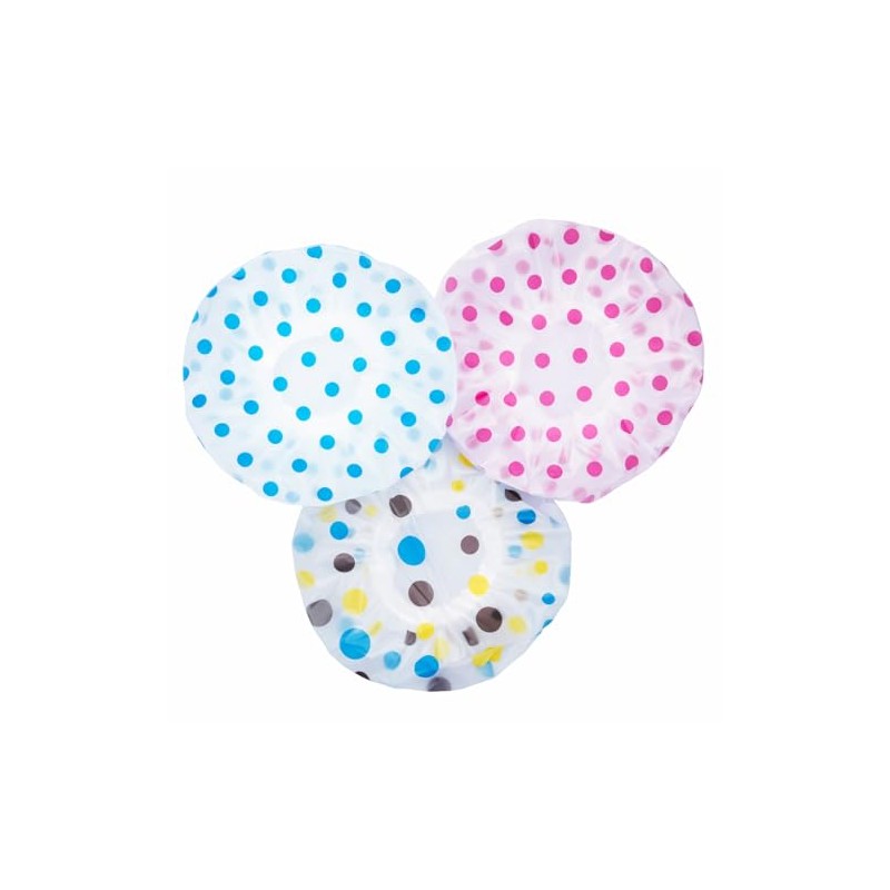 Bathora no rinse waterless coloful dotted Shower Caps for Women,