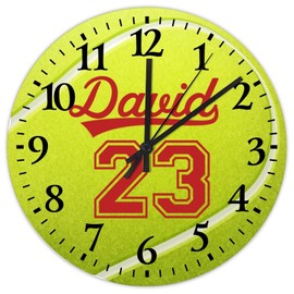 15 Inch Silent Non-Ticking Wall Clocks Battery Operated Baseball Football Sports Home Decor for Kids Room Man Athlete Beautiful Round Wooden Wall Clock Vintage for Garden New Home