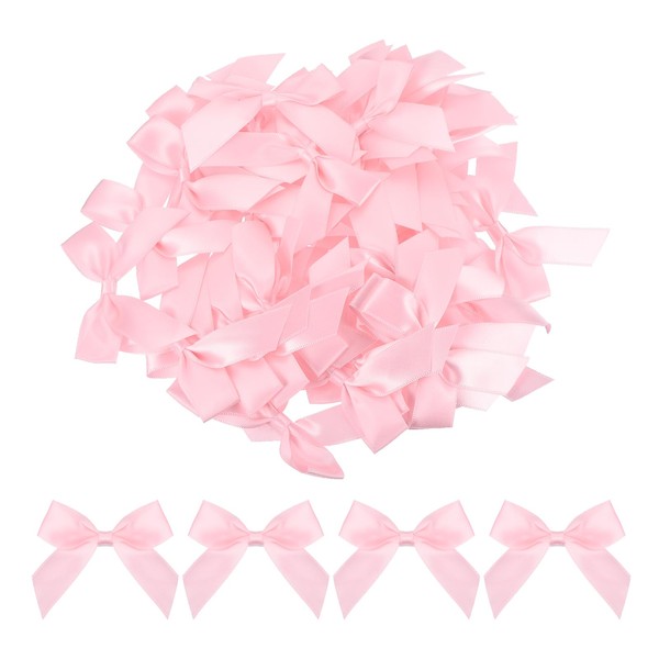 MECCANIXITY 50Pcs Mini Ribbon Bow 2.5" Mini Fabric Satin Ribbon