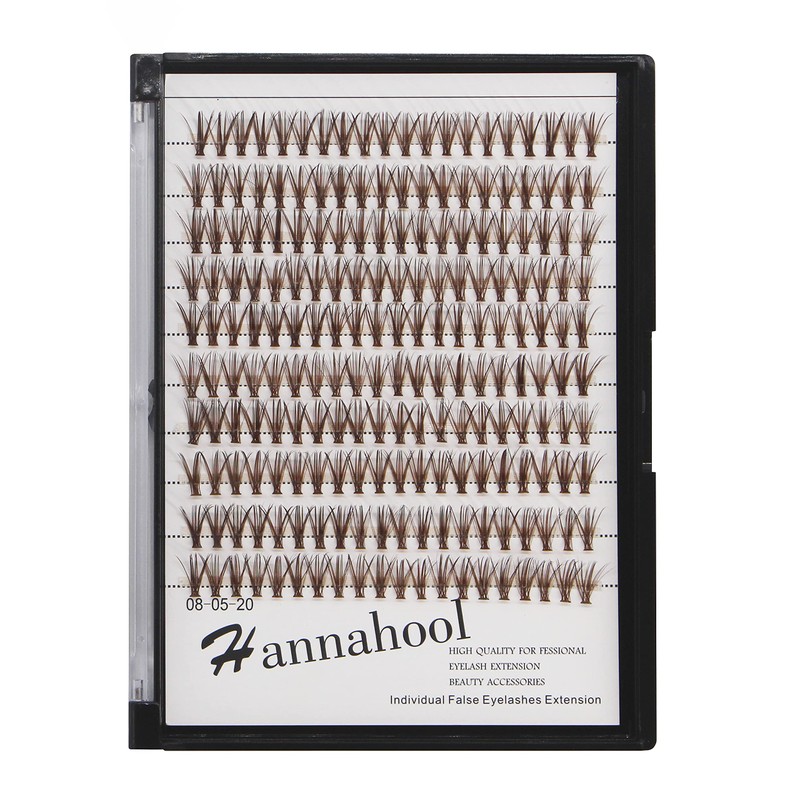 Hannahool -Large Tray Handmade 20Roots Brown Cluster Eyelashes Thickness 0.07mm