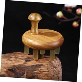 FOMIYES Natural Green Sandalwood Scalp Massager Comb Seven-star Round Tooth Design for Gentle Head Gua Relaxation Hair Growth Tool Luxurious Wooden Massage Brush