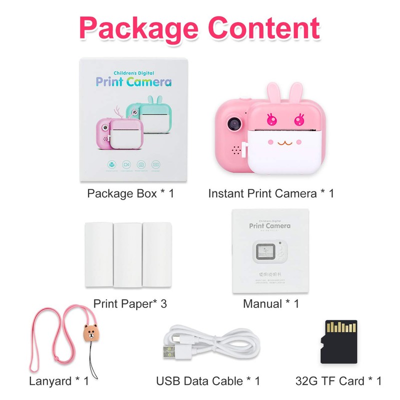 MINIBEAR Instant Print Camera for Kids with Print Paper, 40MP