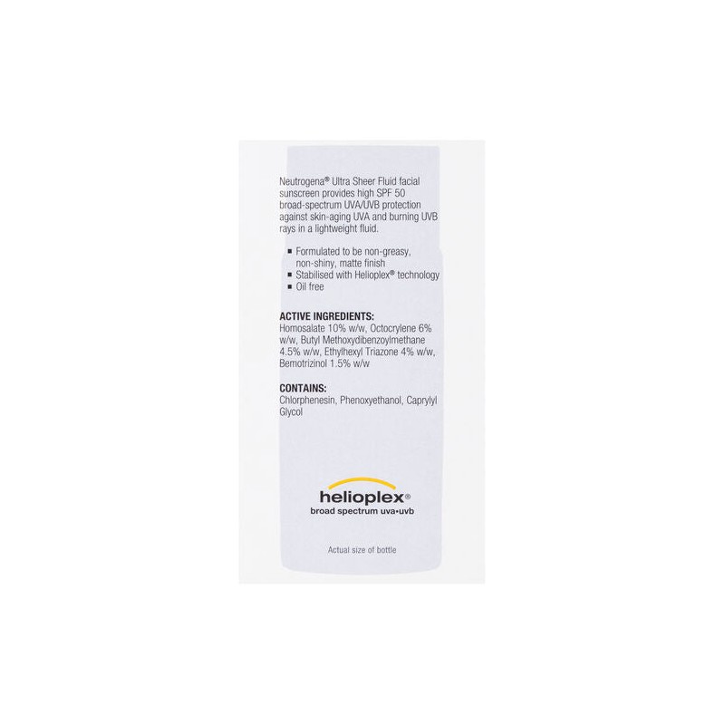 Neutrogena Ultra Sheer Fluid Face Sunscreen SPF 50 40mL