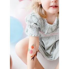 Set of 16 Washable Tattoos Horses Pony Temporary Tattoos Flowers Roses for Small Horse Fans Children's Party Children's Birthday Equestrian Horse Adventure